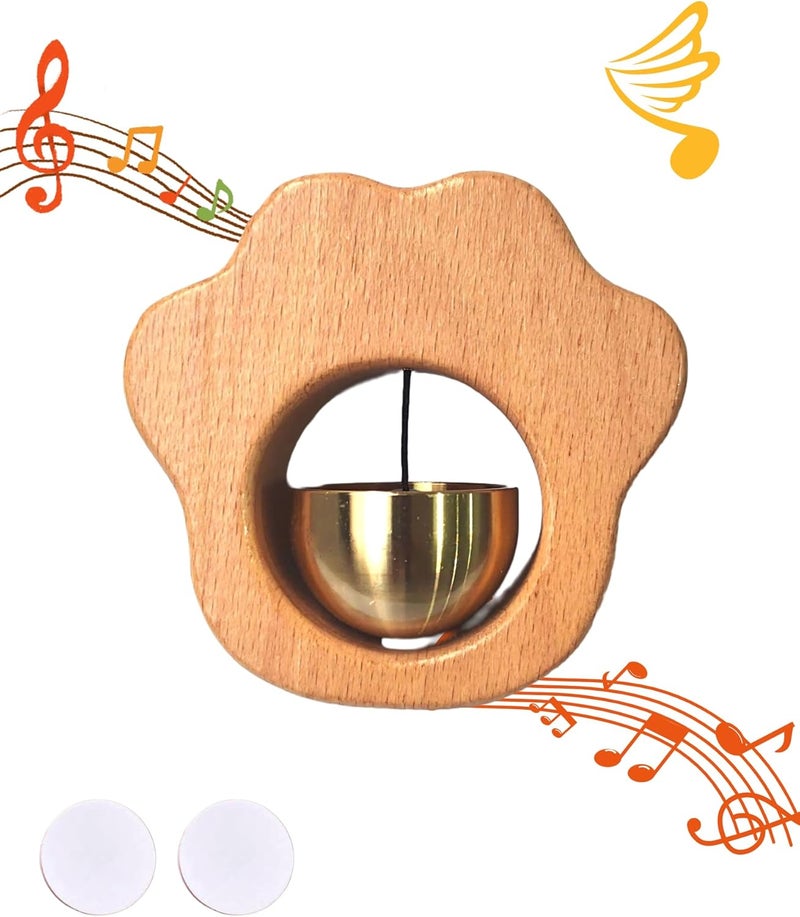 BovcTrraann Magnetic Shopkeepers Bell - Handcrafted Wooden Door Chime for Home, Garden, Porch, or Backyard, Rustic Housewarming Gift for Room or Outdoor Decor (Cat Paw-Shaped) - Image 1